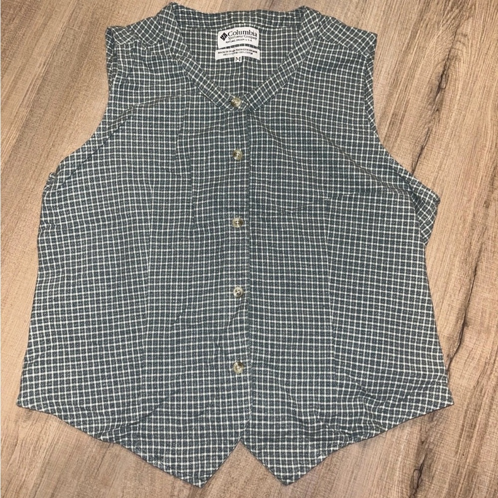 Coumbia Sportswear Green Plaid Check Vest